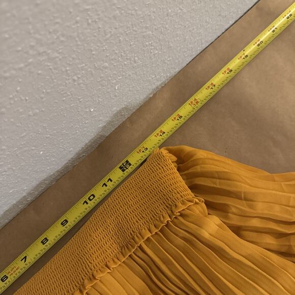 Nanette Lepore 8 Mustard Yellow Accordion Pleated Smock Neck Sleeveless Dress - Picture 8 of 9